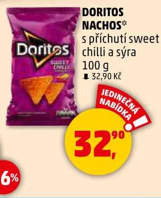 DORITOS NACHOS s příchutí sweet chilli a sýra, 100 g