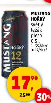 MUSTANG HOŘKÝ světlý ležák plech, 0,5 l