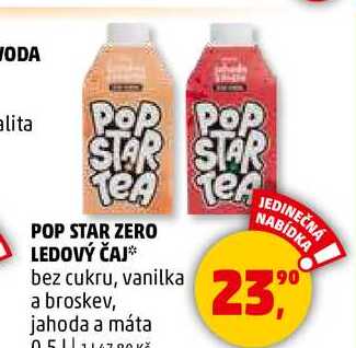 POP STAR ZERO LEDOVÝ ČAJ bez cukru, vanilka a broskev, 0,5 l 