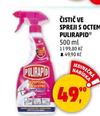 ČISTIČ VE SPREJI S OCTEM PULIRAPID, 500 ml  