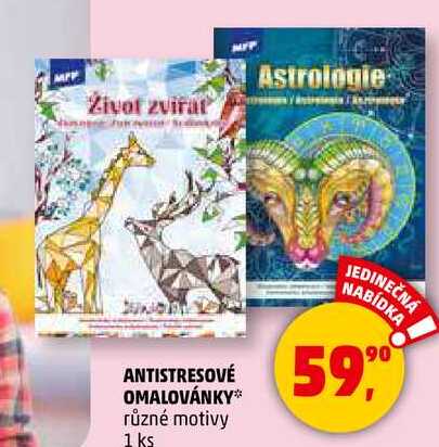 ANTISTRESOVÉ OMALOVÁNKY různé motivy, 1 ks  