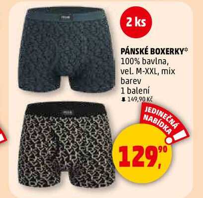 PÁNSKÉ BOXERKY 100% bavlna, vel. M-XXL, mix barev, 1 balení  