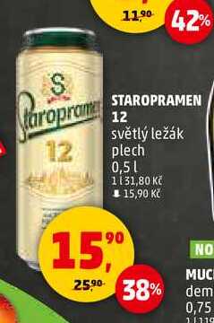 STAROPRAMEN 12 světlý ležák plech, 0,5 l