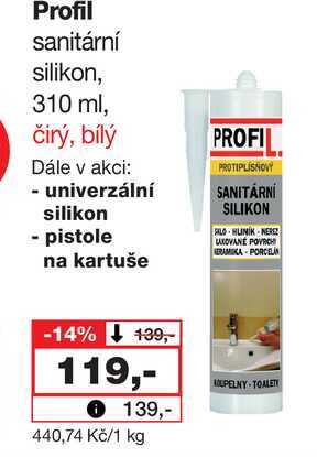 Profil sanitární silikon, 310 ml, čirý, bílý 