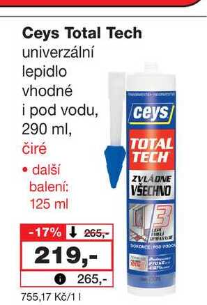 Ceys Total Tech univerzální lepidlo vhodné i pod vodu, ceys 290 ml 