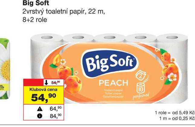Big Soft 2vrstvý toaletní papír, 22 m, 8+2 role 