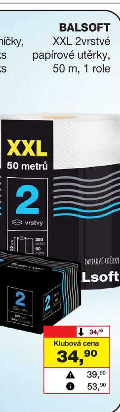 BALSOFT XXL 2vrstvé papírové utěrky, 50 m, 1 role 