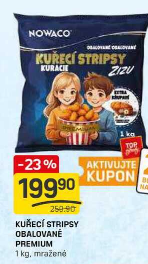 KUŘECÍ STRIPSY OBALOVANÉ PREMIUM 1 kg, mražené