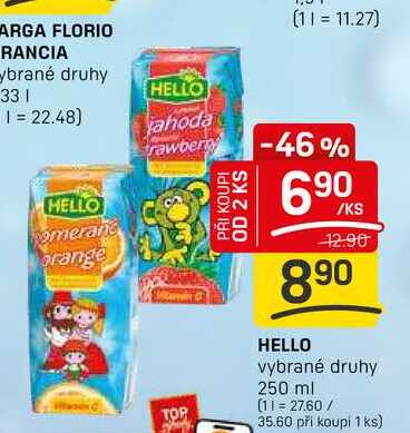 HELLO vybrané druhy 250 ml 