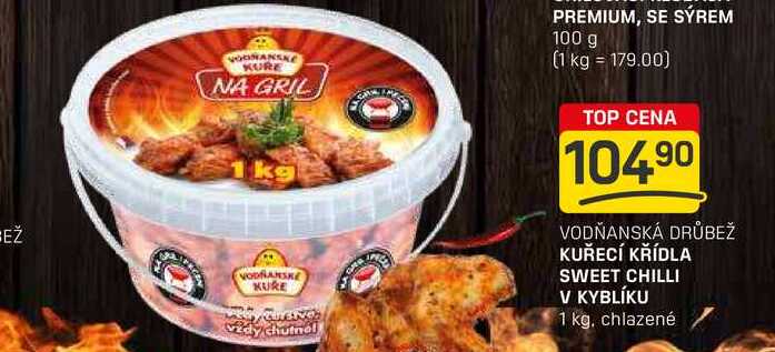 KUŘECÍ KŘÍDLA SWEET CHILLI V KYBLÍKU 1 kg