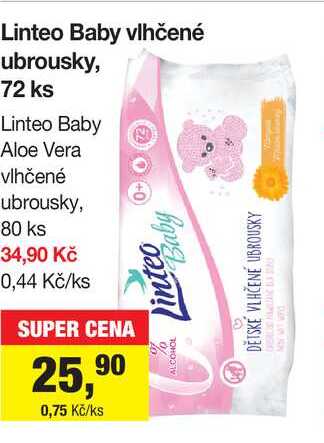 Linteo Baby Aloe Vera vlhčené ubrousky, 80 ks 