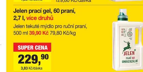 Jelen prací gel, 60 praní, 2,7 l