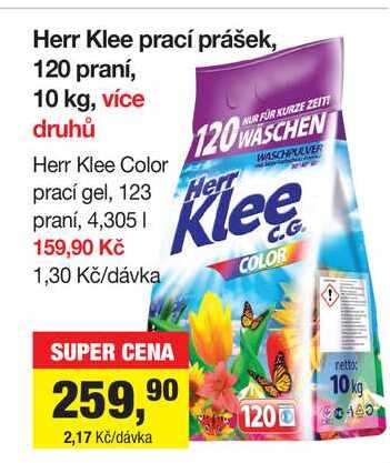 Herr Klee prací prášek, 120 praní, 10 kg