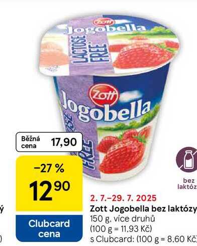 Zott Jogobella bez laktózy, 150 g