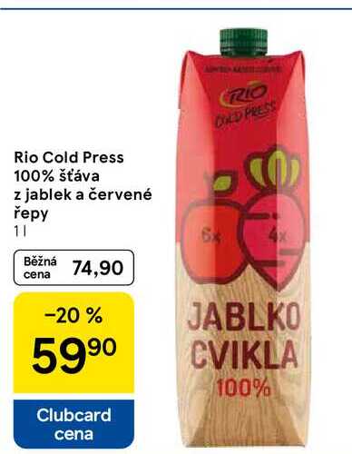 Rio Cold Press 100% šťáva z jablek a červené řepy, 1 l 