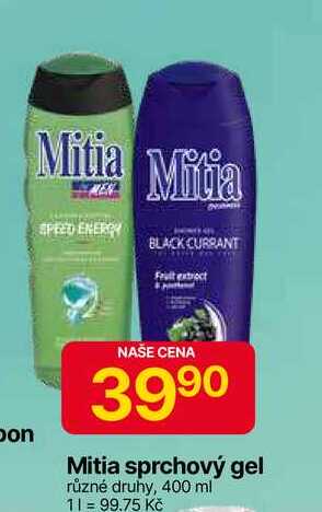 Mitia sprchový gel různé druhy, 400 ml