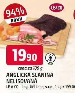 ANGLICKÁ SLANINA NELISOVANÁ 100g