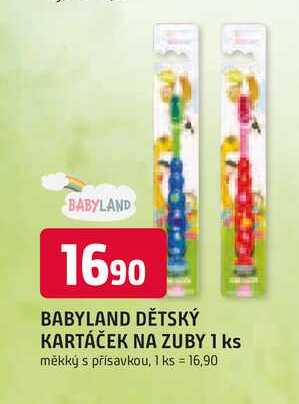 BABYLAND DĚTSKÝ KARTÁČEK NA ZUBY 1 ks měkký s přísavkou