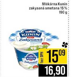 Mlékárna Kunín zakysaná smetana 15% 190 g