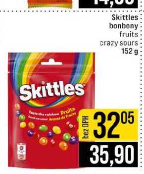 Skittles bonbony fruits crazy sours 152 g 