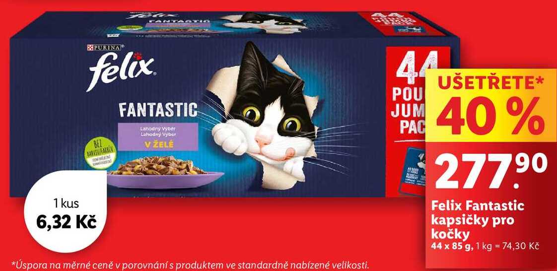 Felix Fantastic kapsičky pro kočky, 44x 85 g