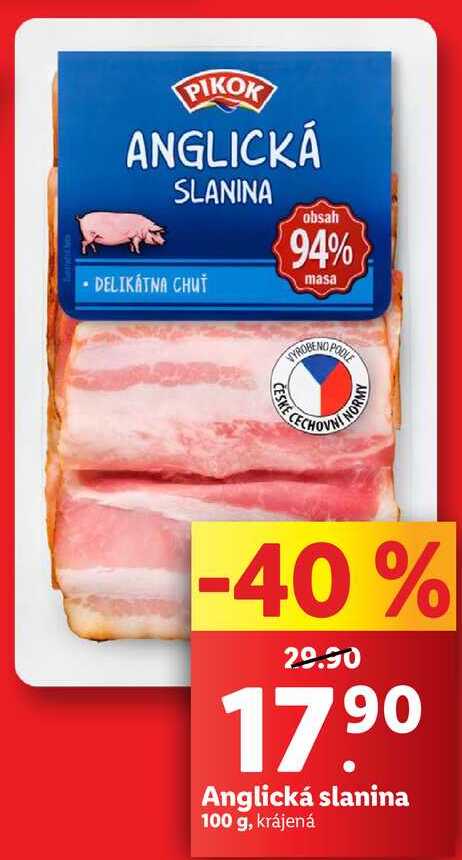 Anglická slanina, 100 g