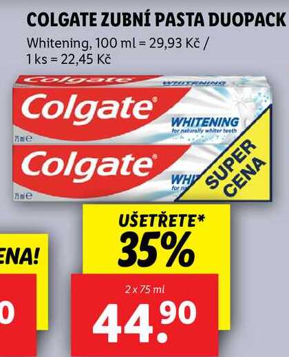 COLGATE ZUBNÍ PASTA DUOPACK, 2x 75 ml