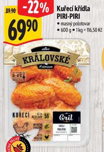 Kuřecí křídla PIRI-PIRI, 600 g
