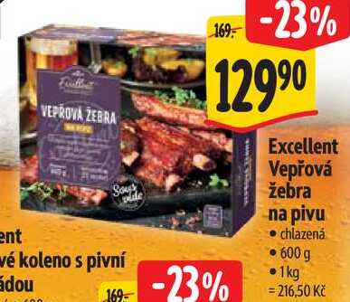Excellent Vepřová žebra na pivu chlazená, 600 g 