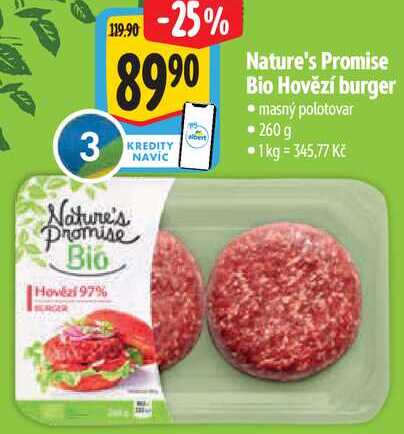 Nature's Promise Bio Hovězí burger, 260 g