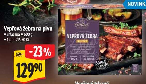 Vepřová žebra na pivu, 600 g