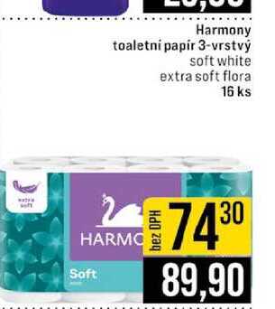 Harmony toaletní papír 3-vrstvý soft white extra soft flora 16 ks