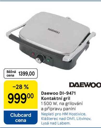 Daewoo DI-9471 Kontaktní gril, 1500 W, na grilování a přípravu panini  