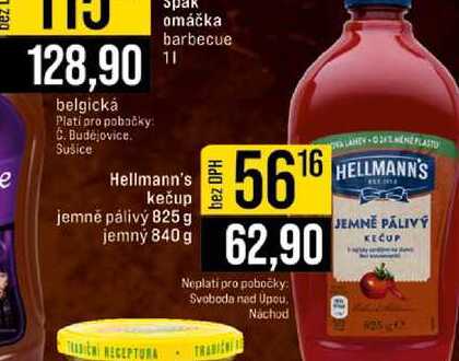 Hellmann's kečup jemně pálivý 825 g jemný 840 g