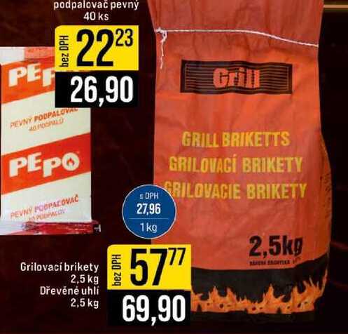 Grilovací brikety 2,5 kg Dřevěné uhlí 2,5 kg 
