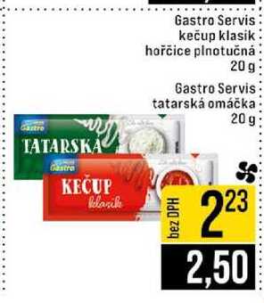 Gastro Servis kečup klasik hořčice plnotučná 20 g Gastro Servis kelarik tatarská omáčka 20g