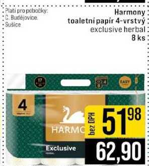Harmony toaletni papir 4-vrstvý exclusive herbal 8 ks 
