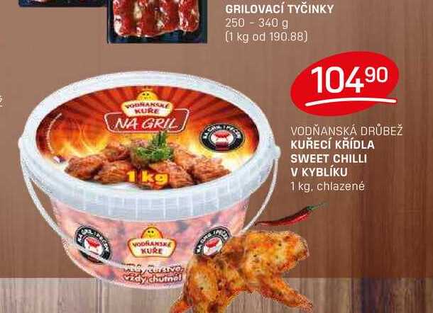 KUŘECÍ KŘÍDLA SWEET CHILLI V KYBLÍKU 1 kg