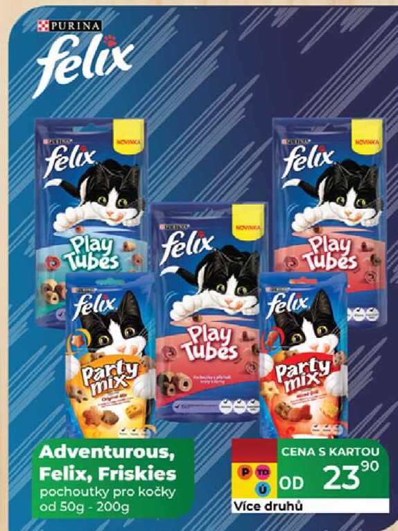Adventurous, Felix, Friskies pochoutky pro kočky od 50g - 200g