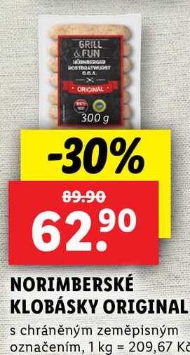 NORIMBERSKÉ KLOBÁSKY ORIGINAL, 300 g