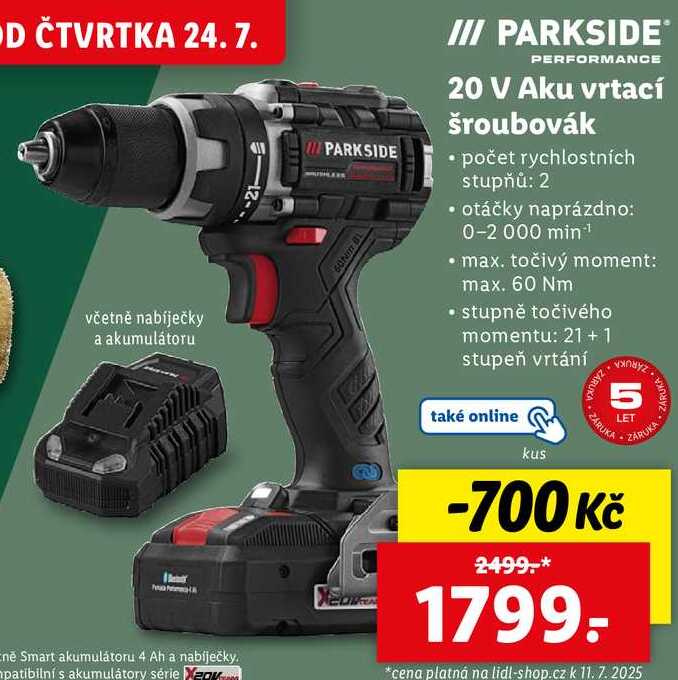 20 V Aku vrtací šroubovák 