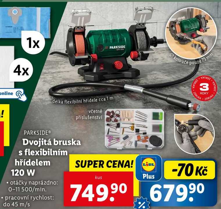 Dvojitá bruska s flexibilním hřídelem 120 W 
