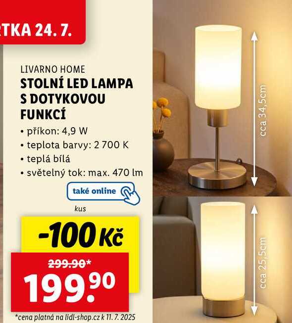 STOLNÍ LED LAMPA S DOTYKOVOU FUNKCÍ 