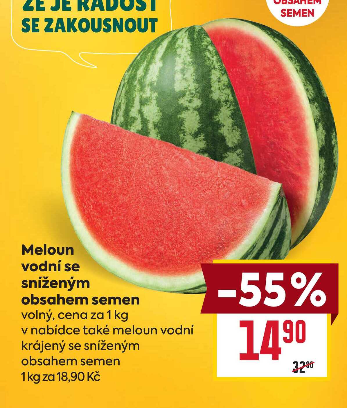 Meloun vodní se sníženým obsahem semen volný, cena za 1 kg 
