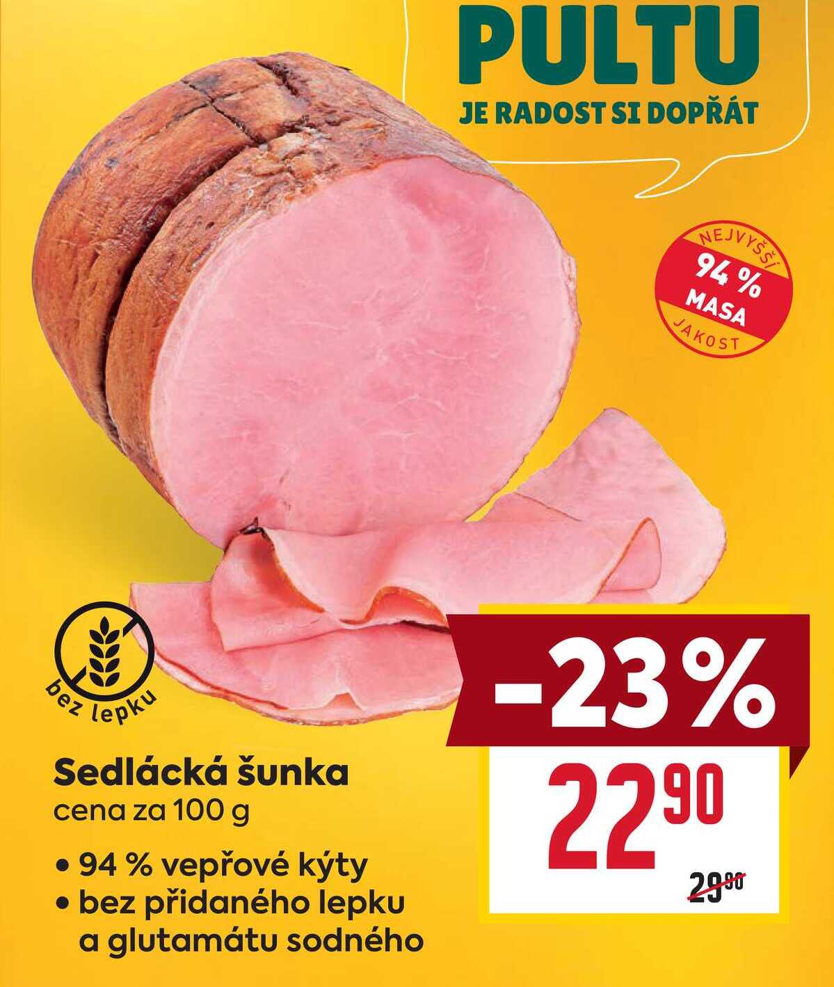Sedlácká šunka cena za 100 g 