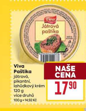 Viva Paštika játrová, pikantní, lahůdkový krém 120 g 