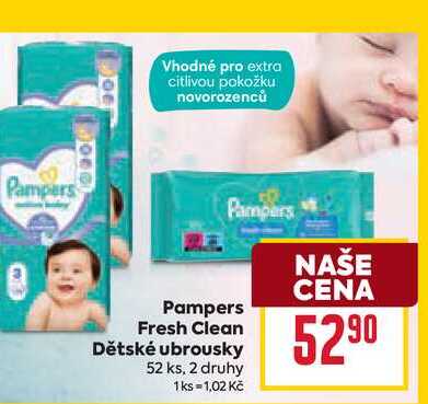 Pampers Fresh Clean Dětské ubrousky 52 ks