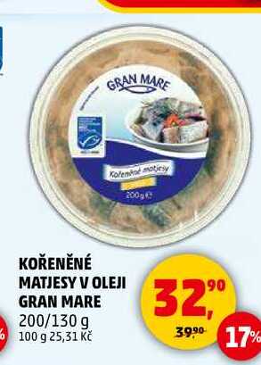 KOŘENĚNÉ MATJESY V OLEJI GRAN MARE, 200/130 g  