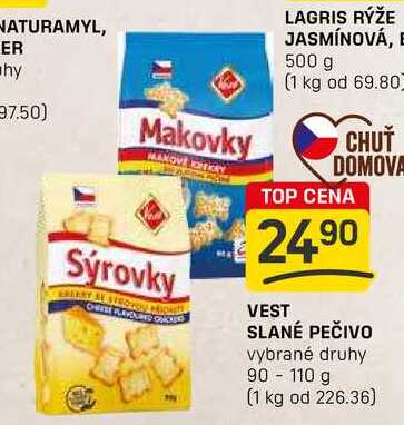 VEST SLANÉ PEČIVO vybrané druhy 90 - 110 g 