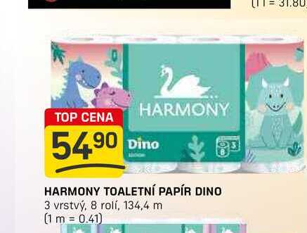 HARMONY TOALETNÍ PAPÍR DINO 3 vrstvý, 8 rolí